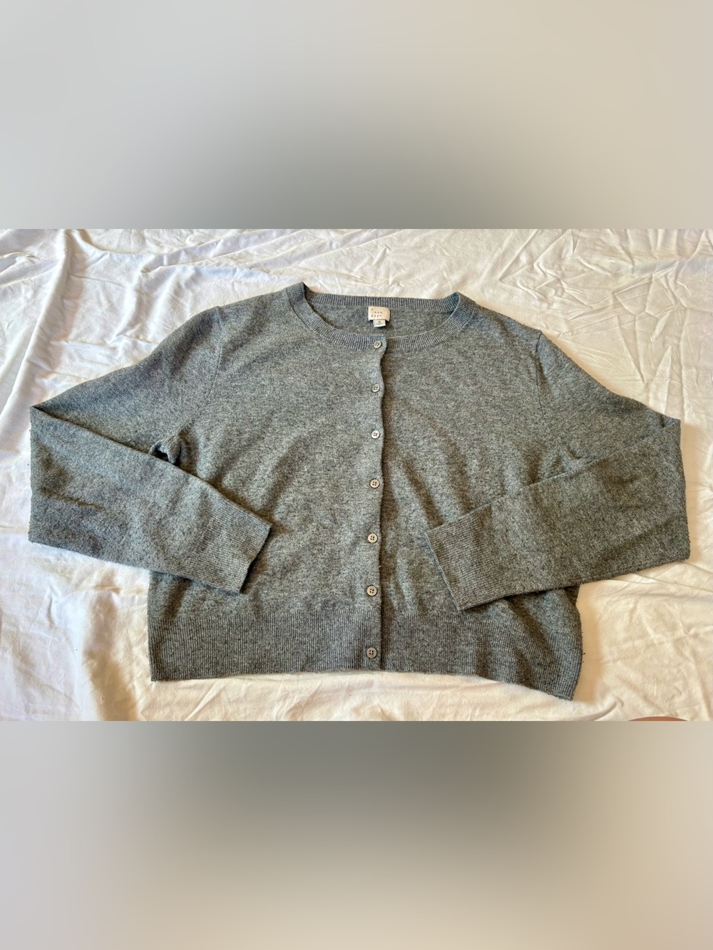 a new day Gray Button-Front Crewneck Cardigan